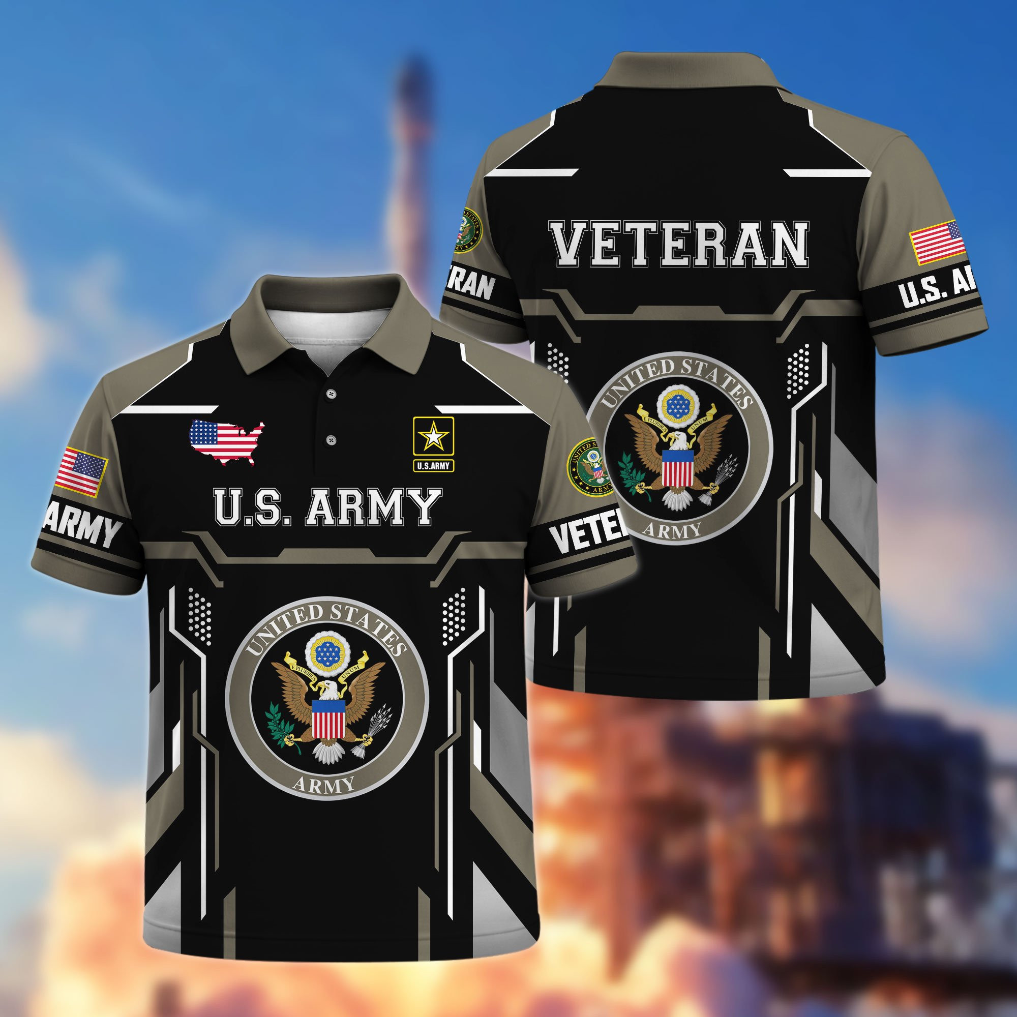 Premium US Veterans Polo Shirt ATTN160422, Gifts For US Veterans, Gifts On Father’s Day, Veterans Day