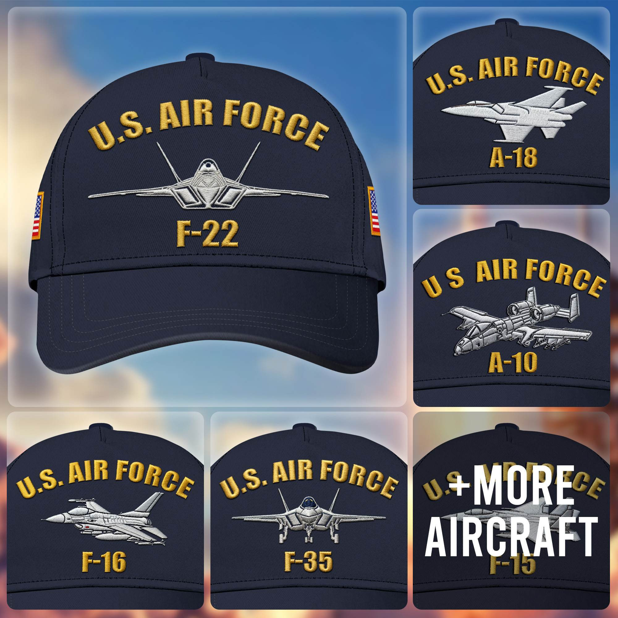 Premium Custom USAF Aircraft Embroidered Cap VPVC309510, Hat for USAF Veteran, Gifts for Father’s Day, Veterans Day