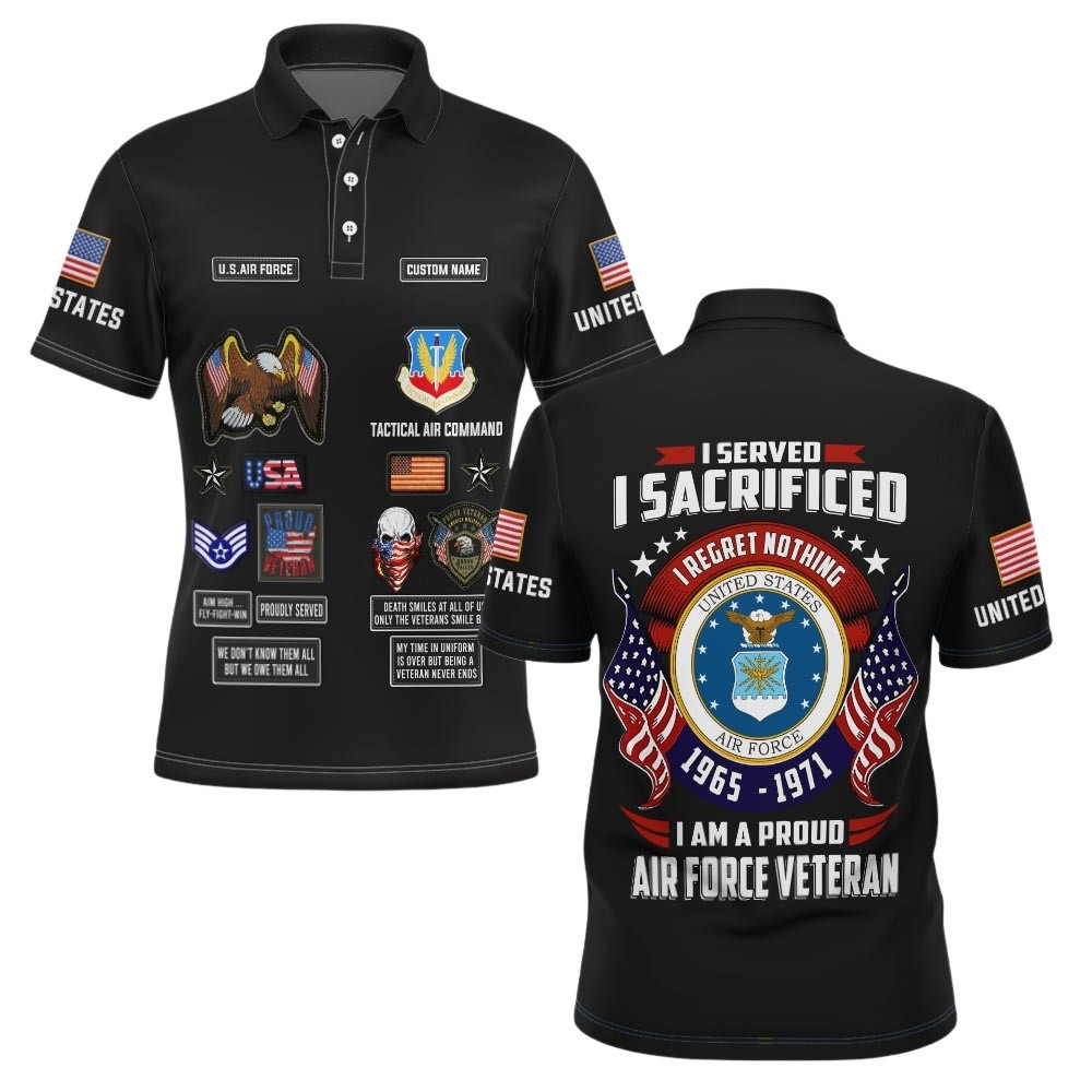 Premium Custom USAF Polo Shirt VPVC219539, Gifts For Air Force Veteran, Gifts For Veterans Day