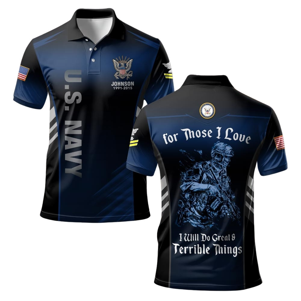 Premium Custom US Navy Polo Shirt VPVC219542, Gifts For Navy Veteran, Gifts For Veterans Day
