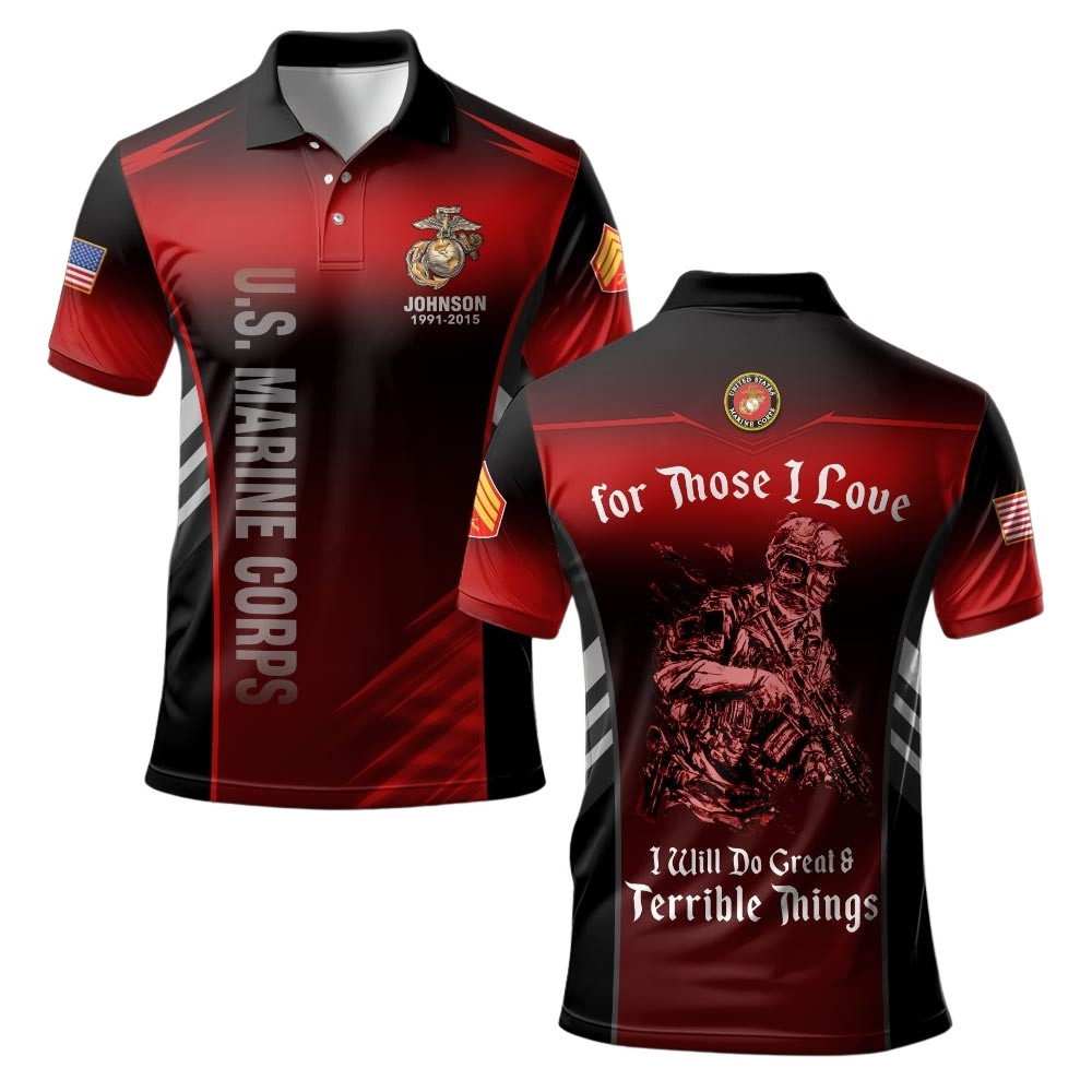 Premium Custom USMC Polo Shirt VPVC219543, Gifts For Marine Veteran, Gifts For Veterans Day
