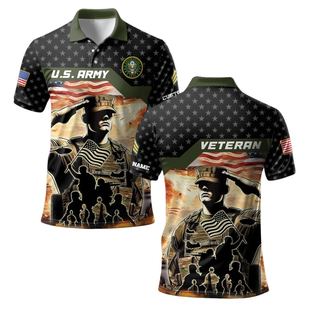 Premium Custom US Army Polo Shirt VPVC219546, Gifts For Army Veteran, Gifts For Veterans Day