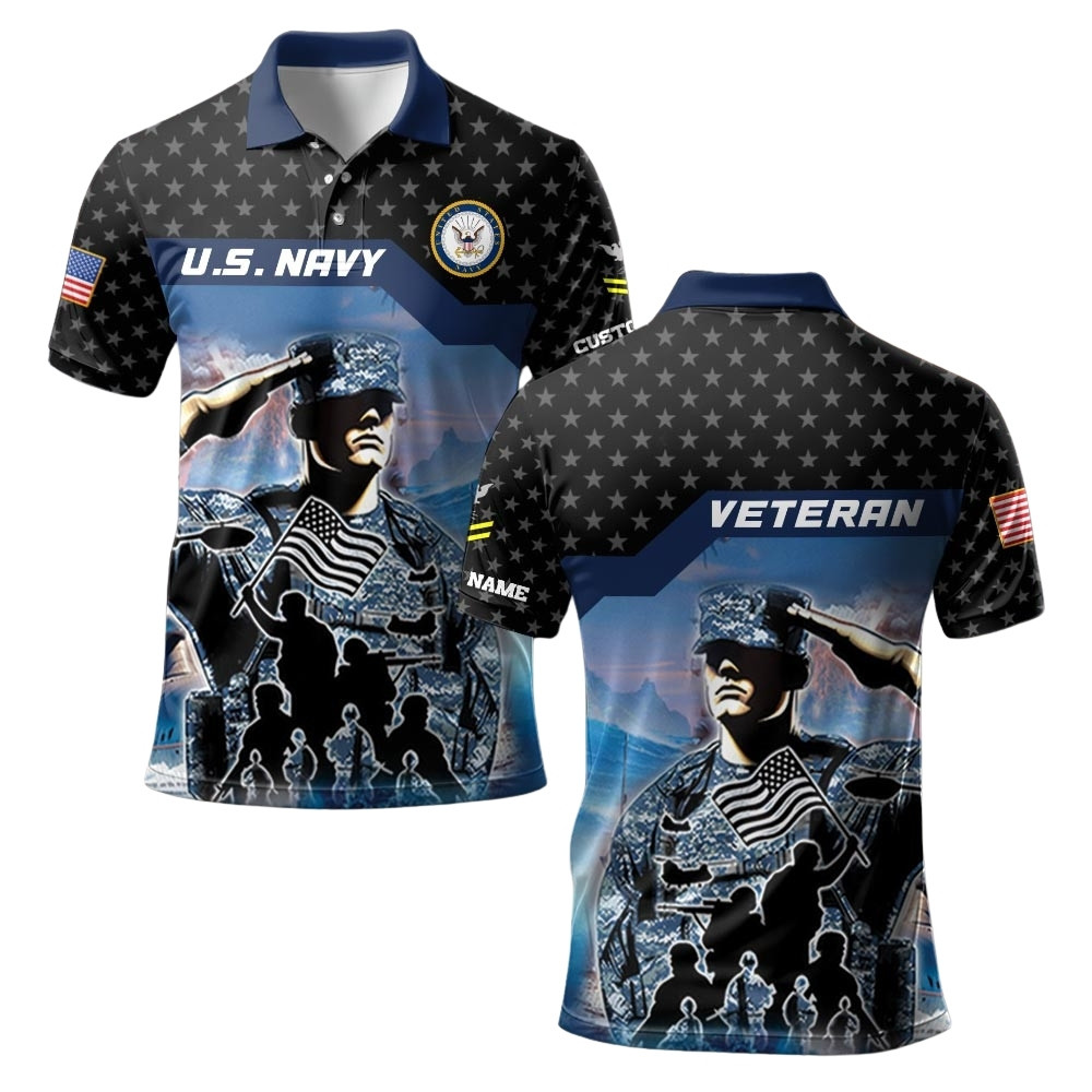 Premium Custom US Navy Polo Shirt VPVC219547, Gifts For Navy Veteran, Gifts For Veterans Day