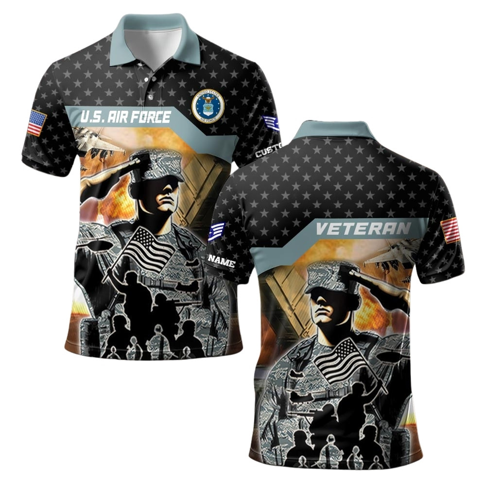 Premium Custom USAF Polo Shirt VPVC219549, Gifts For Air Force Veteran, Gifts For Veterans Day