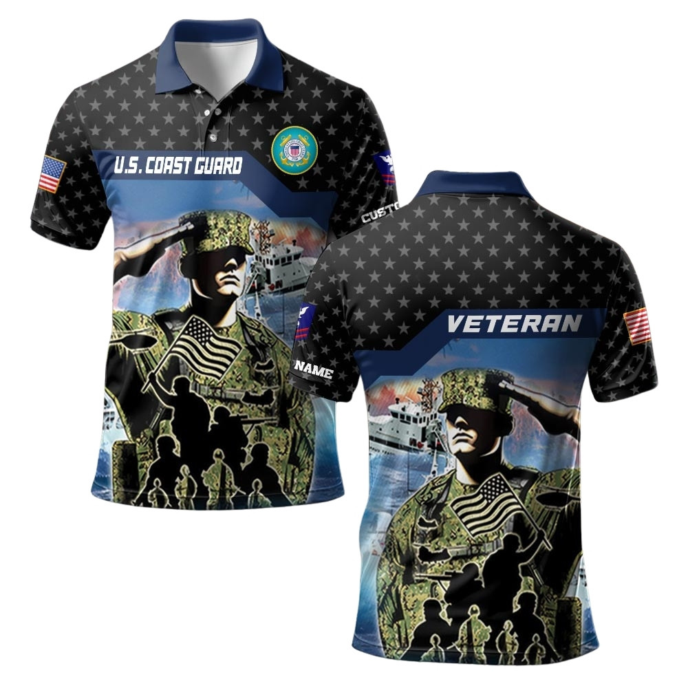 Premium Custom USCG Polo Shirt VPVC219550, Gifts For Coast Guard Veteran, Gifts For Veterans Day