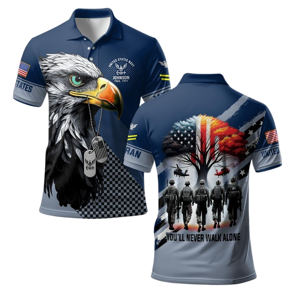 Premium Custom US Navy Polo Shirt VPVC219552, Gifts For Navy Veteran, Gifts For Veterans Day
