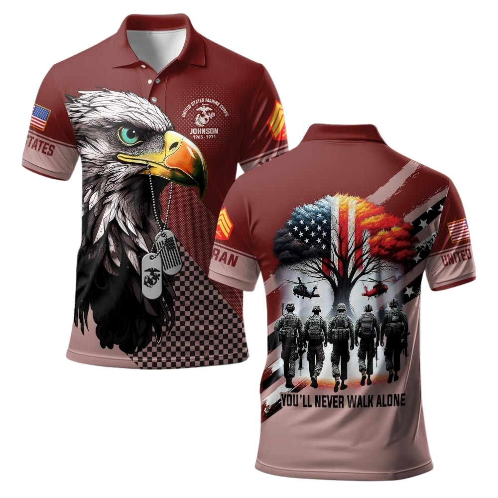 Premium Custom USMC Polo Shirt VPVC219553, Gifts For Marine Veteran, Gifts For Veterans Day