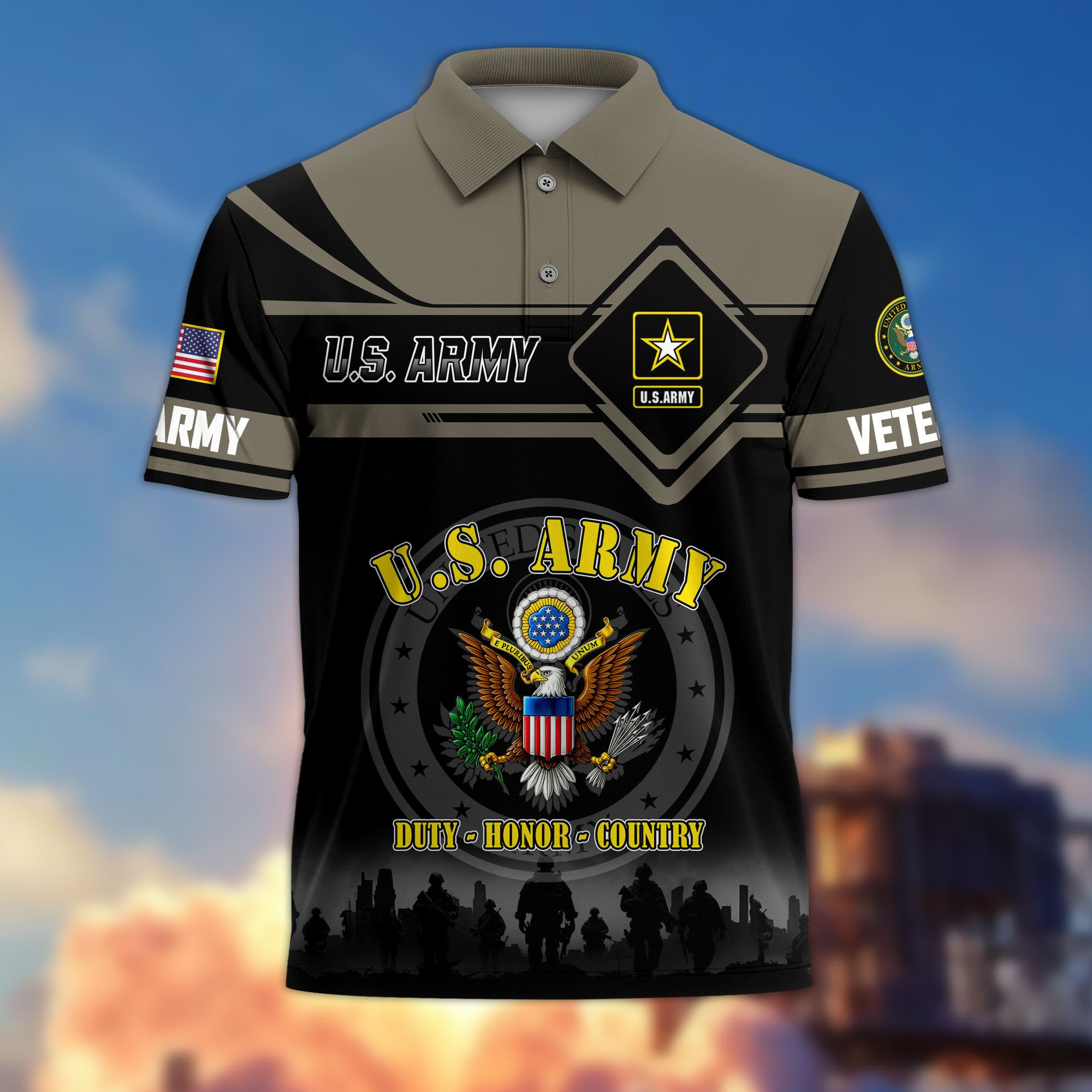 Premium US Veterans Polo Shirt CPHN220415, Gifts For US Veterans, Gifts On Father’s Day, Veterans Day