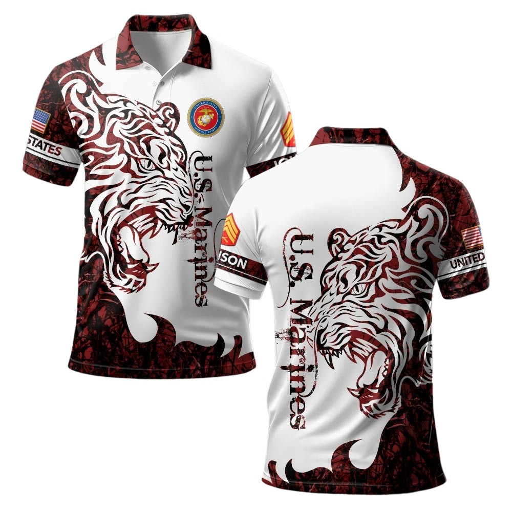 Premium Custom USMC Polo Shirt VPVC219558, Gifts For Marine Veteran, Gifts For Veterans Day