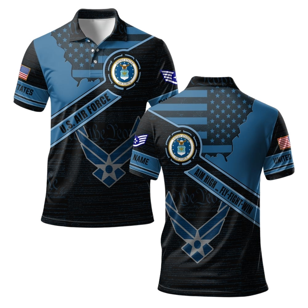 Premium Custom USAF Polo Shirt VPVC219564, Gifts For Air Force Veteran, Gifts For Veterans Day
