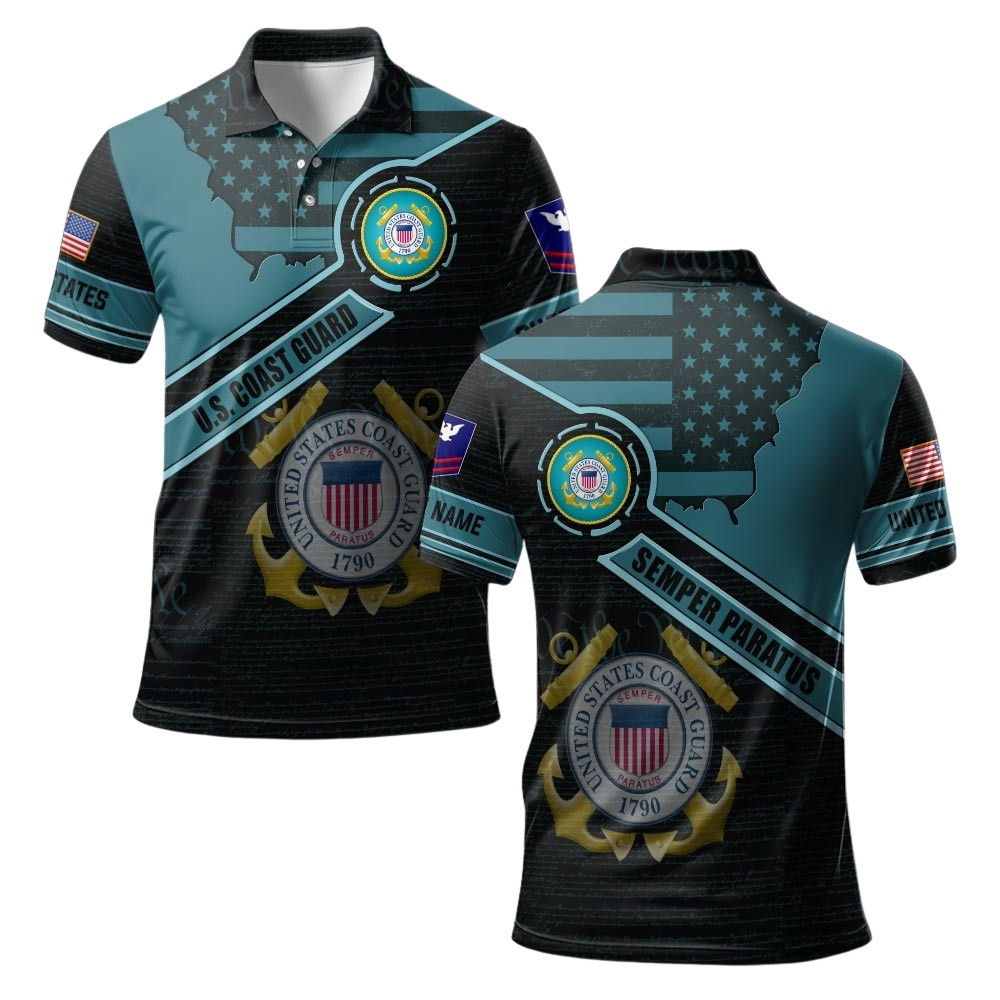 Premium Custom USCG Polo Shirt VPVC219565, Gifts For Coast Guard Veteran, Gifts For Veterans Day