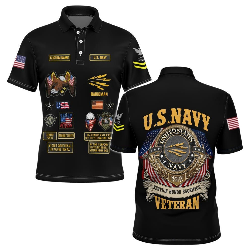 Premium Custom US Navy Polo Shirt VPVC219567, Gifts For Navy Veteran, Gifts For Veterans Day