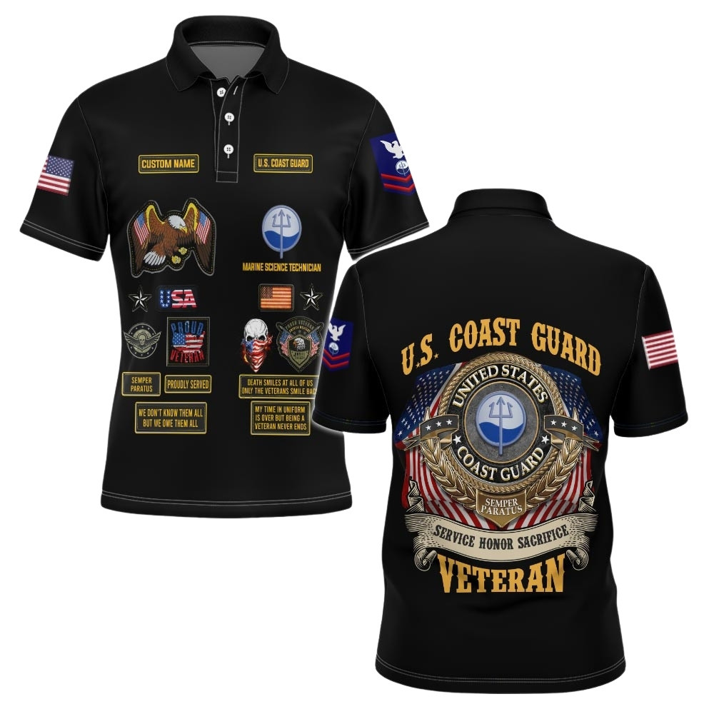 Premium Custom USCG Polo Shirt VPVC219570, Gifts For Coast Guard Veteran, Gifts For Veterans Day