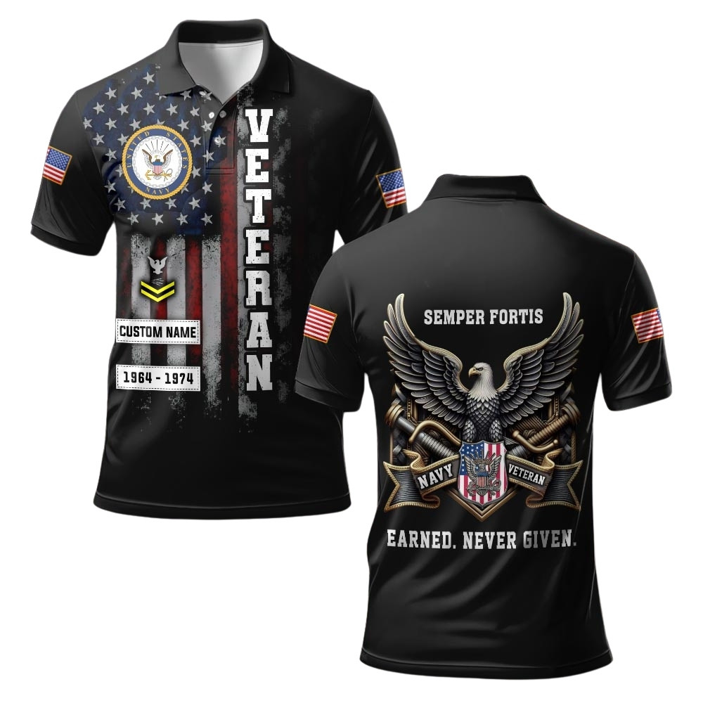 Premium Custom US Navy Polo Shirt VPVC219572, Gifts For Navy Veteran, Gifts For Veterans Day