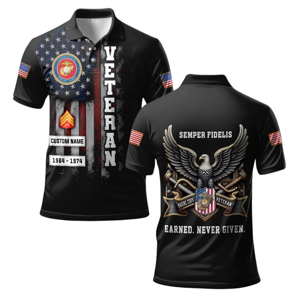Premium Custom USMC Polo Shirt VPVC219573, Gifts For Marine Veteran, Gifts For Veterans Day