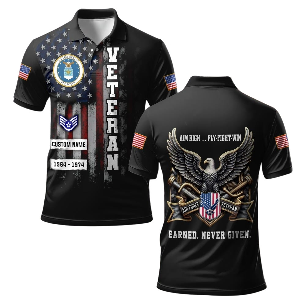Premium Custom USAF Polo Shirt VPVC219574, Gifts For Air Force Veteran, Gifts For Veterans Day