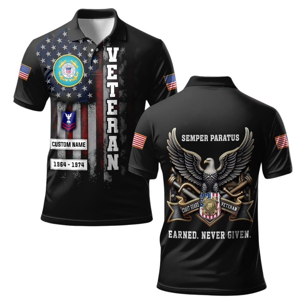 Premium Custom USCG Polo Shirt VPVC219575, Gifts For Coast Guard Veteran, Gifts For Veterans Day