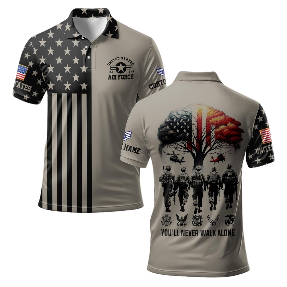 Premium Custom USAF Polo Shirt VPVC219584, Gifts For Air Force Veteran, Gifts For Veterans Day