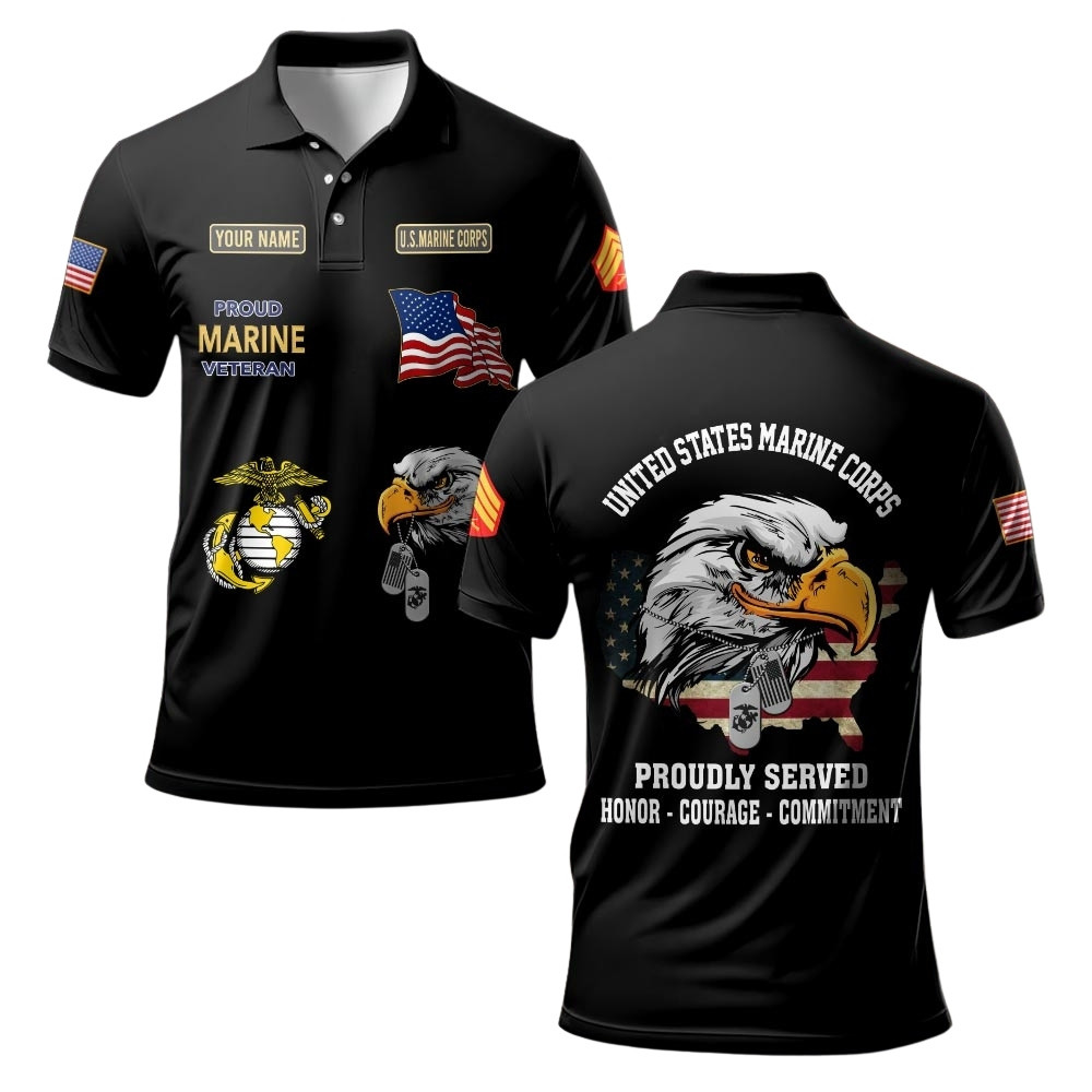 Premium Custom USMC Polo Shirt VPVC219588, Gifts For Marine Veteran, Gifts For Veterans Day
