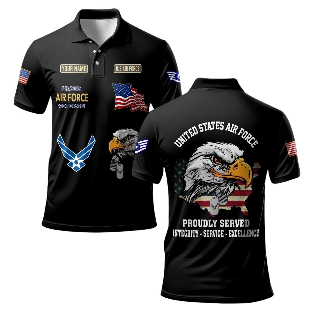 Premium Custom USAF Polo Shirt VPVC219589, Gifts For Air Force Veteran, Gifts For Veterans Day