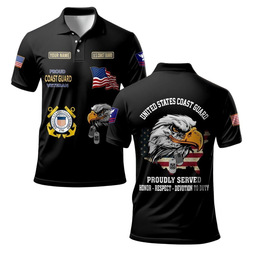 Premium Custom USCG Polo Shirt VPVC219590, Gifts For Coast Guard Veteran, Gifts For Veterans Day