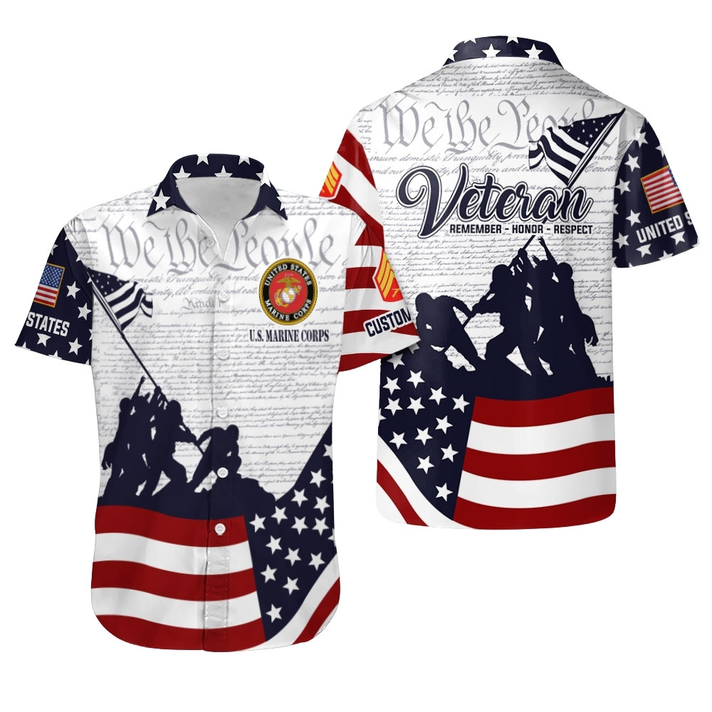 Premium Custom USMC Hawaiian Shirt VPVC407903, Gifts For Marine Veteran, Gifts For Veterans Day