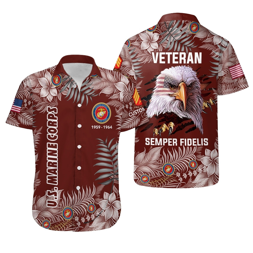 Premium Custom USMC Hawaiian Shirt VPVC407908, Gifts For Marine Veteran, Gifts For Veterans Day