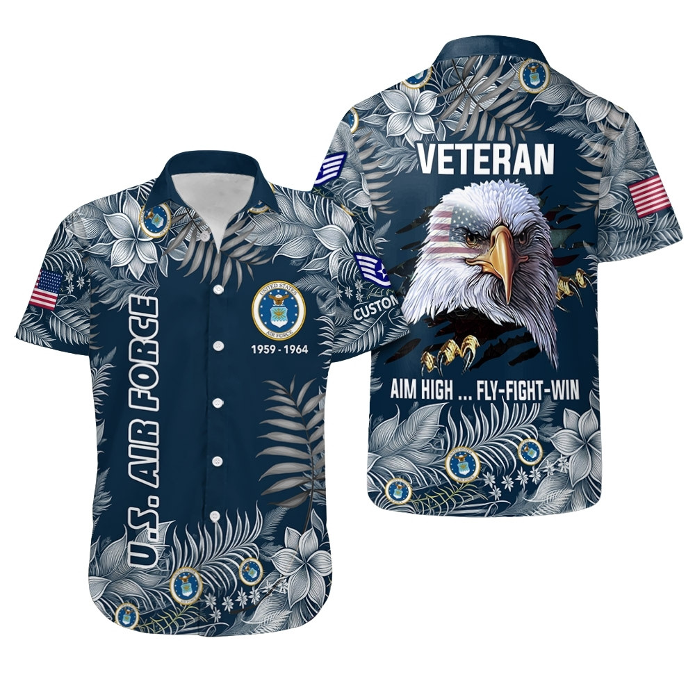 Premium Custom USAF Hawaiian Shirt VPVC407909, Gifts For Air Force Veteran, Gifts For Veterans Day