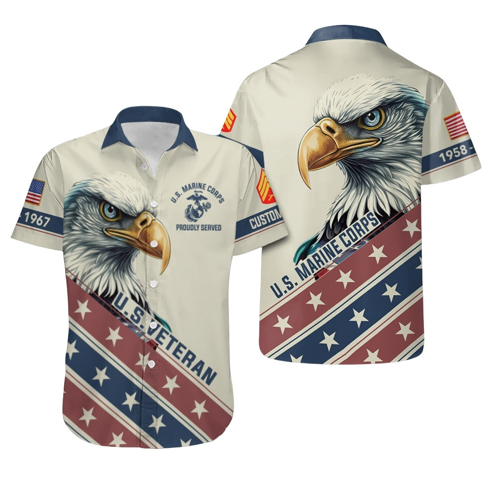 Premium Custom USMC Hawaiian Shirt VPVC407928, Gifts For Marine Veteran, Gifts For Veterans Day