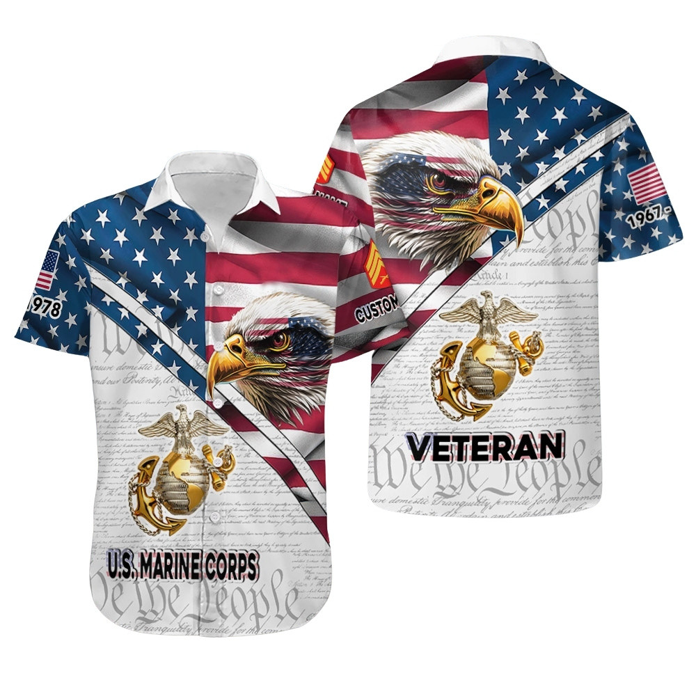Premium Custom USMC Hawaiian Shirt VPVC407938, Gifts For Marine Veteran, Gifts For Veterans Day