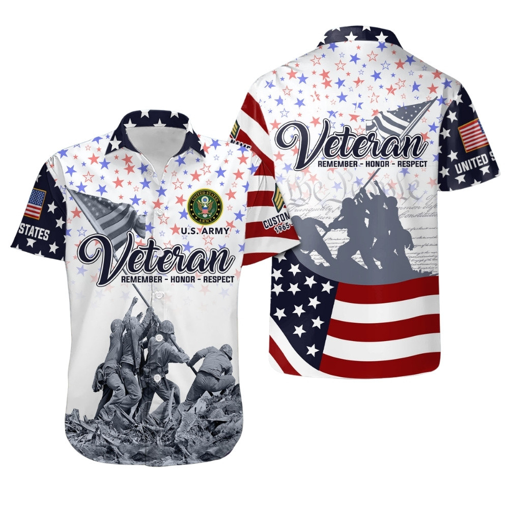 Premium Veteran Remember Honor Respace Custom US Army Hawaiian Shirt VPVC407946, Gifts For Army Veteran, Gifts For Veterans Day