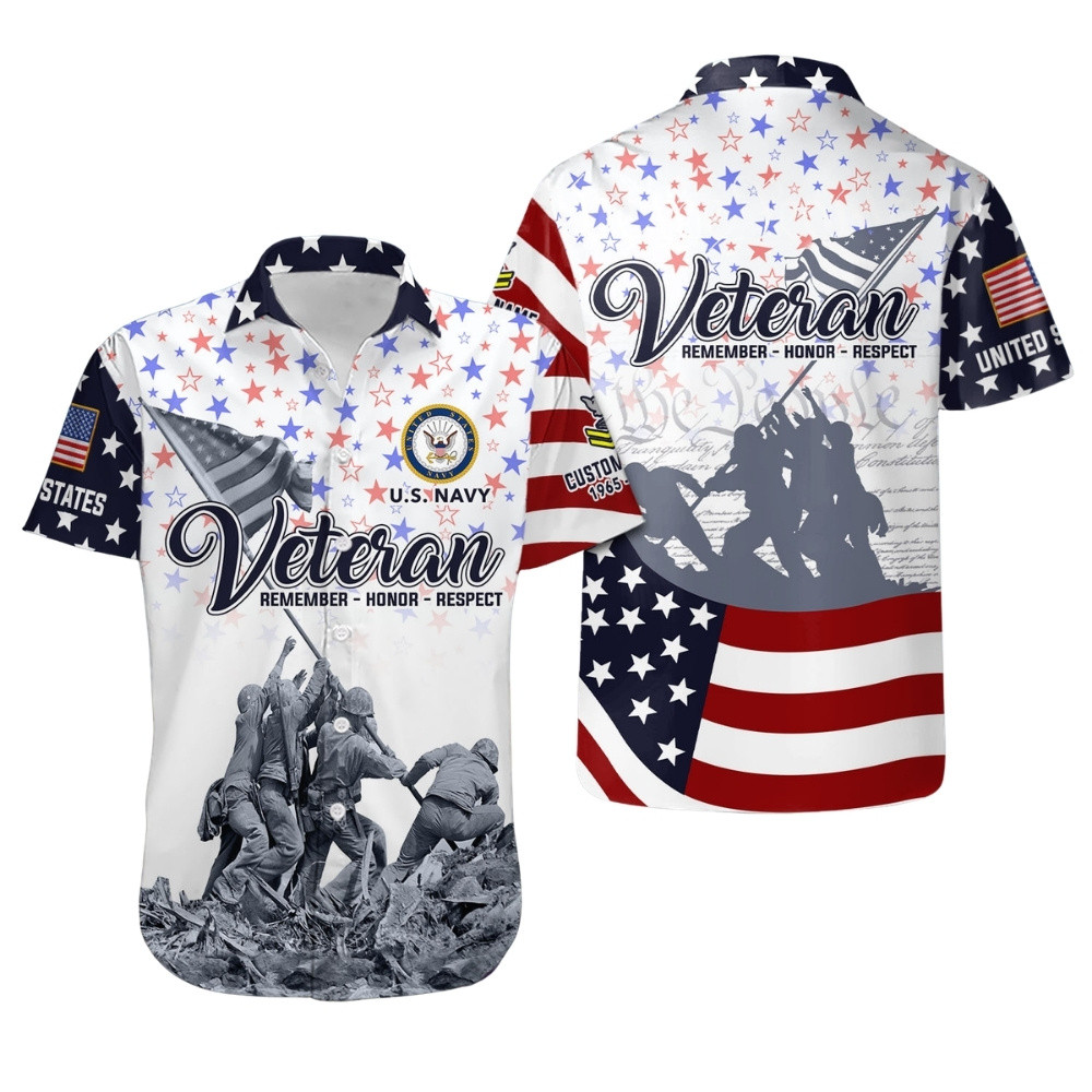 Premium Veteran Remember Honor Respace Custom US Navy Hawaiian Shirt VPVC407947, Gifts For Navy Veteran, Gifts For Veterans Day