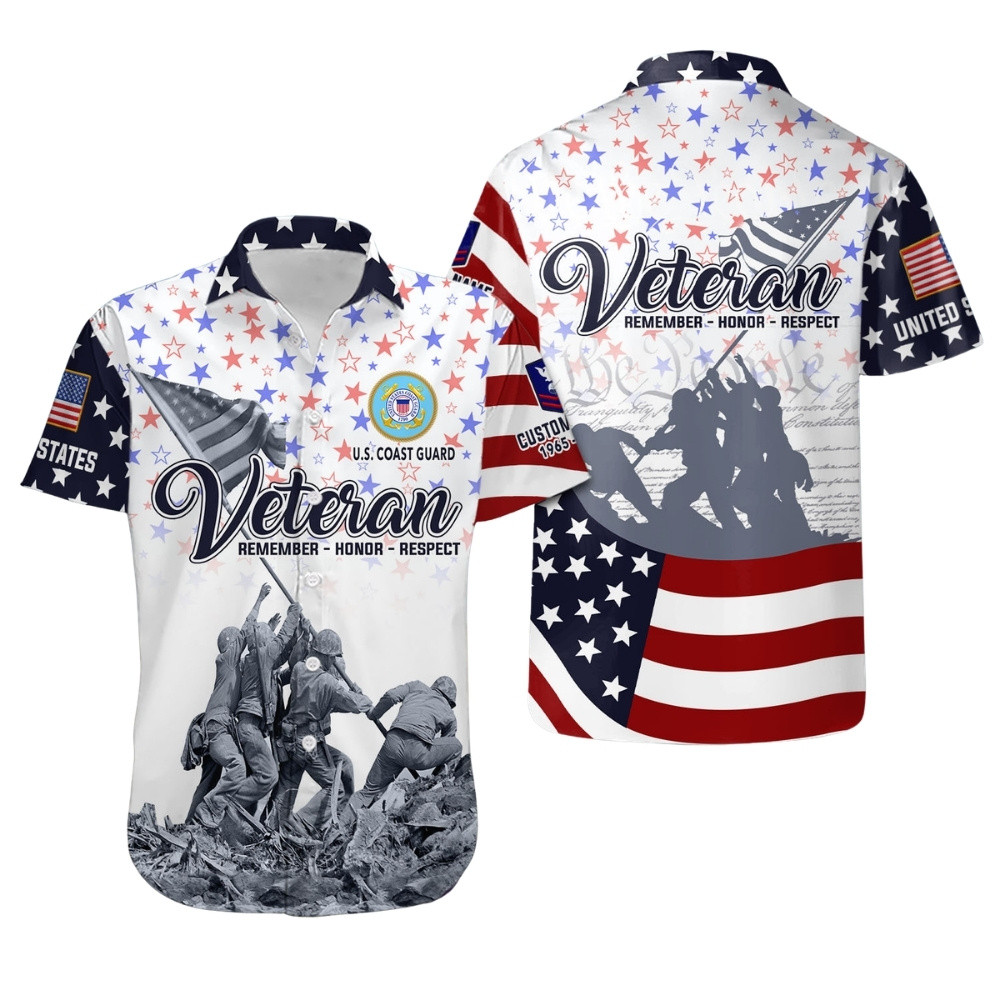 Premium Veteran Remember Honor Respace Custom USCG Hawaiian Shirt VPVC407950, Gifts For Coast Guard Veteran, Gifts For Veterans Day