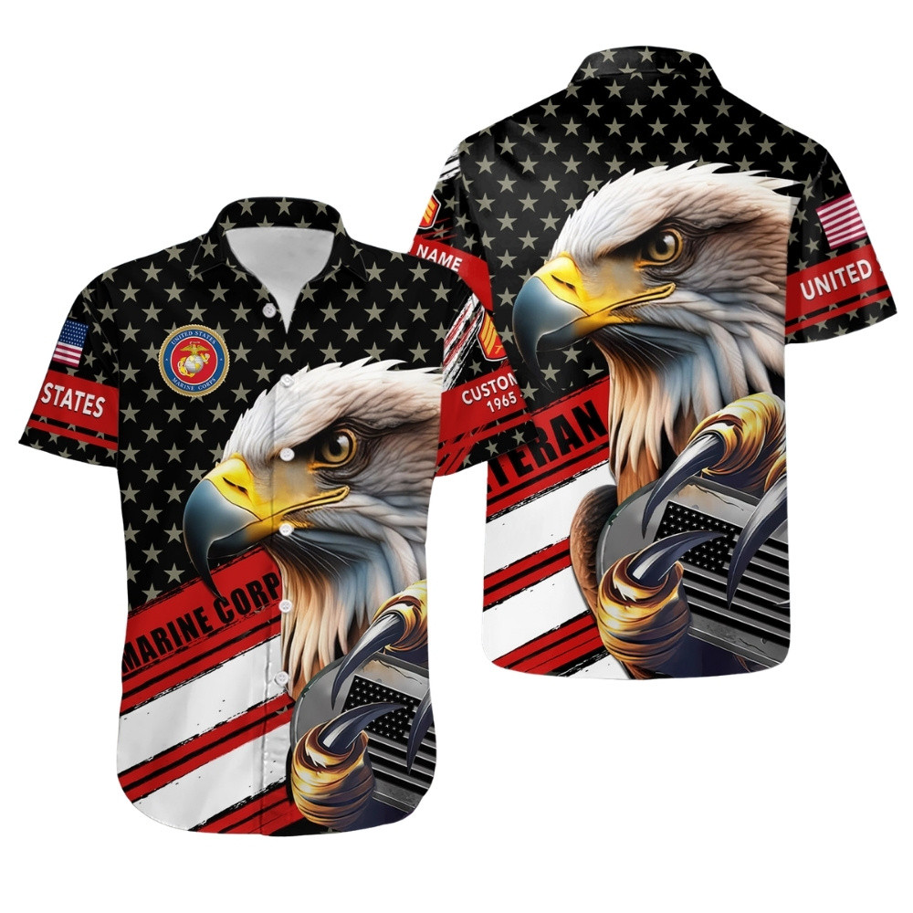 Premium Custom USMC Hawaiian Shirt VPVC407968, Gifts For Marine Veteran, Gifts For Veterans Day
