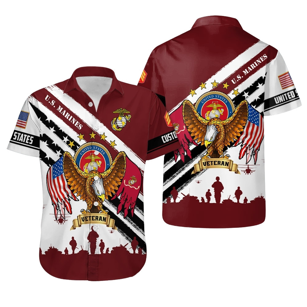 Premium Custom USMC Hawaiian Shirt VPVC407973, Gifts For Marine Veteran, Gifts For Veterans Day