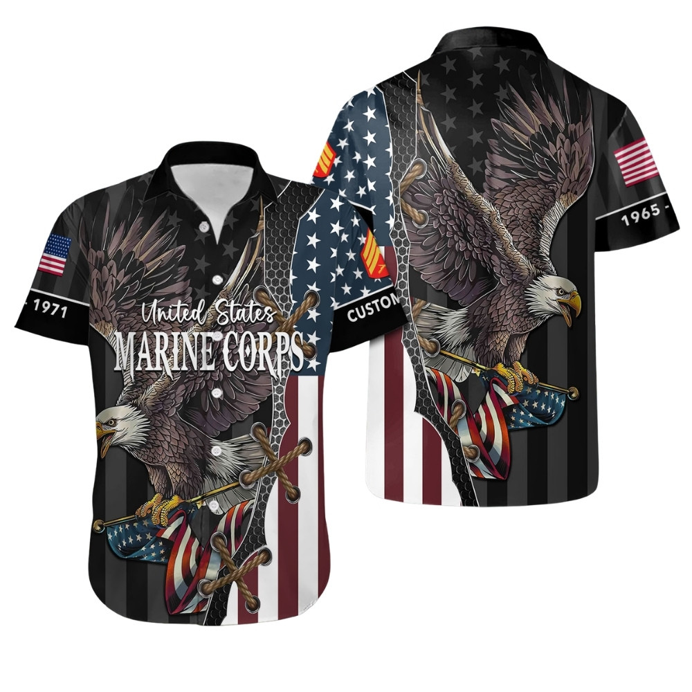 Premium Custom USMC Hawaiian Shirt VPVC407978, Gifts For Marine Veteran, Gifts For Veterans Day