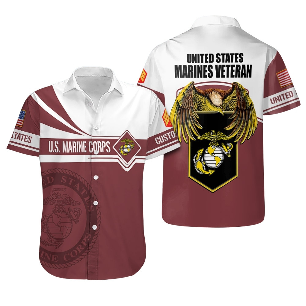 Premium Custom USMC Hawaiian Shirt VPVC407983, Gifts For Marine Veteran, Gifts For Veterans Day