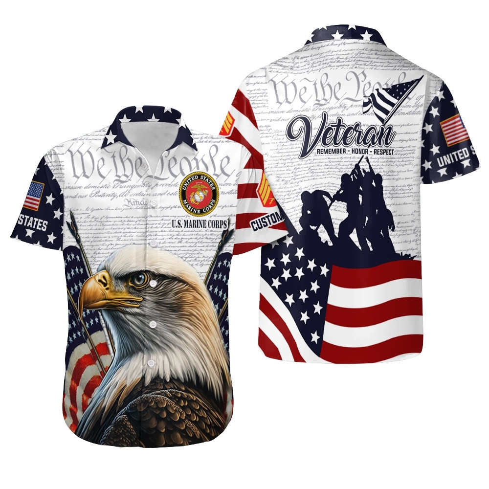 Premium Custom USMC Hawaiian Shirt VPVC408008, Gifts For Marine Veteran, Gifts For Veterans Day