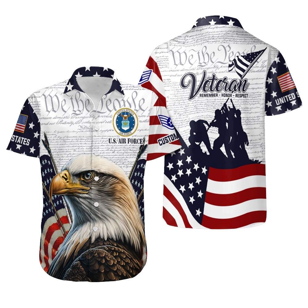 Premium Custom USAF Hawaiian Shirt VPVC408009, Gifts For Air Force Veteran, Gifts For Veterans Day