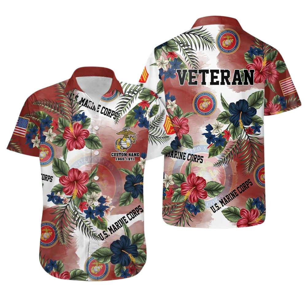 Premium Custom USMC Hawaiian Shirt VPVC408018, Gifts For Marine Veteran, Gifts For Veterans Day