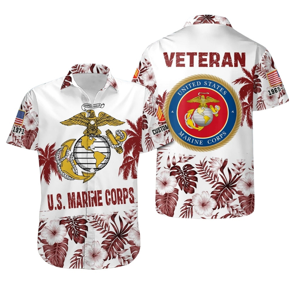 Premium Custom USMC Hawaiian Shirt VPVC408023, Gifts For Marine Veteran, Gifts For Veterans Day
