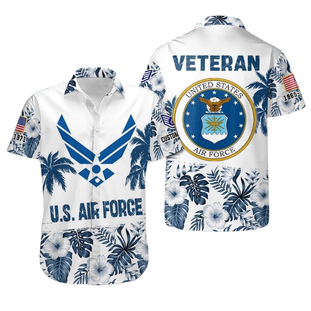 Premium Custom USAF Hawaiian Shirt VPVC408024, Gifts For Air Force Veteran, Gifts For Veterans Day
