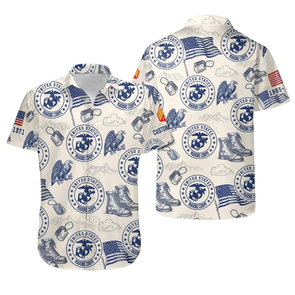 Premium Custom USMC Hawaiian Shirt VPVC408028, Gifts For Marine Veteran, Gifts For Veterans Day