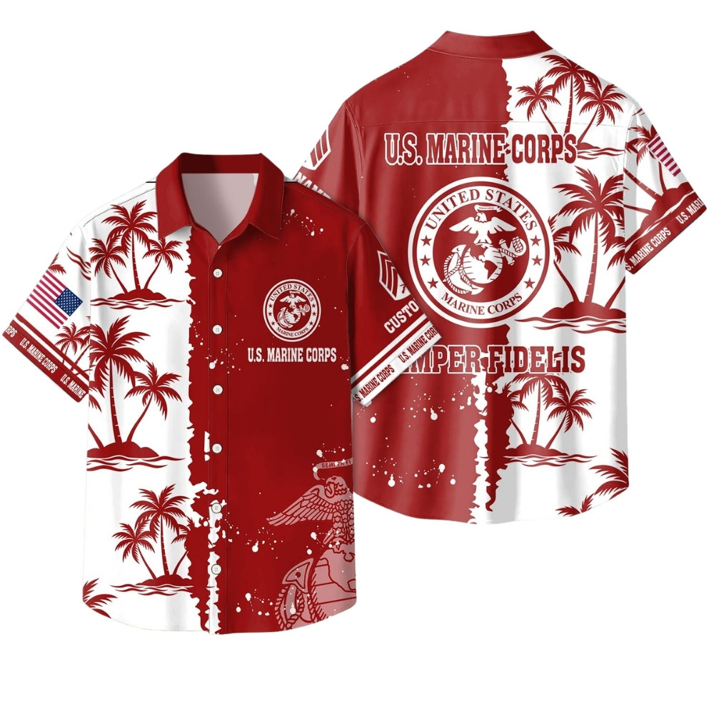 Premium Custom USMC Hawaiian Shirt VPVC408043, Gifts For Marine Veteran, Gifts For Veterans Day