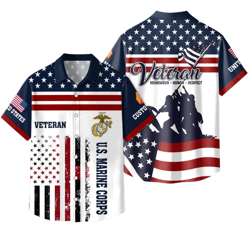 Premium Custom USMC Hawaiian Shirt VPVC408048, Gifts For Marine Veteran, Gifts For Veterans Day