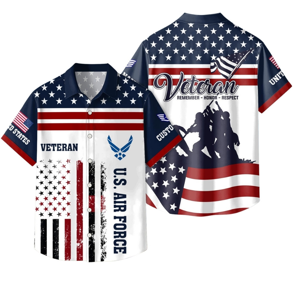 Premium Custom USAF Hawaiian Shirt VPVC408049, Gifts For Air Force Veteran, Gifts For Veterans Day