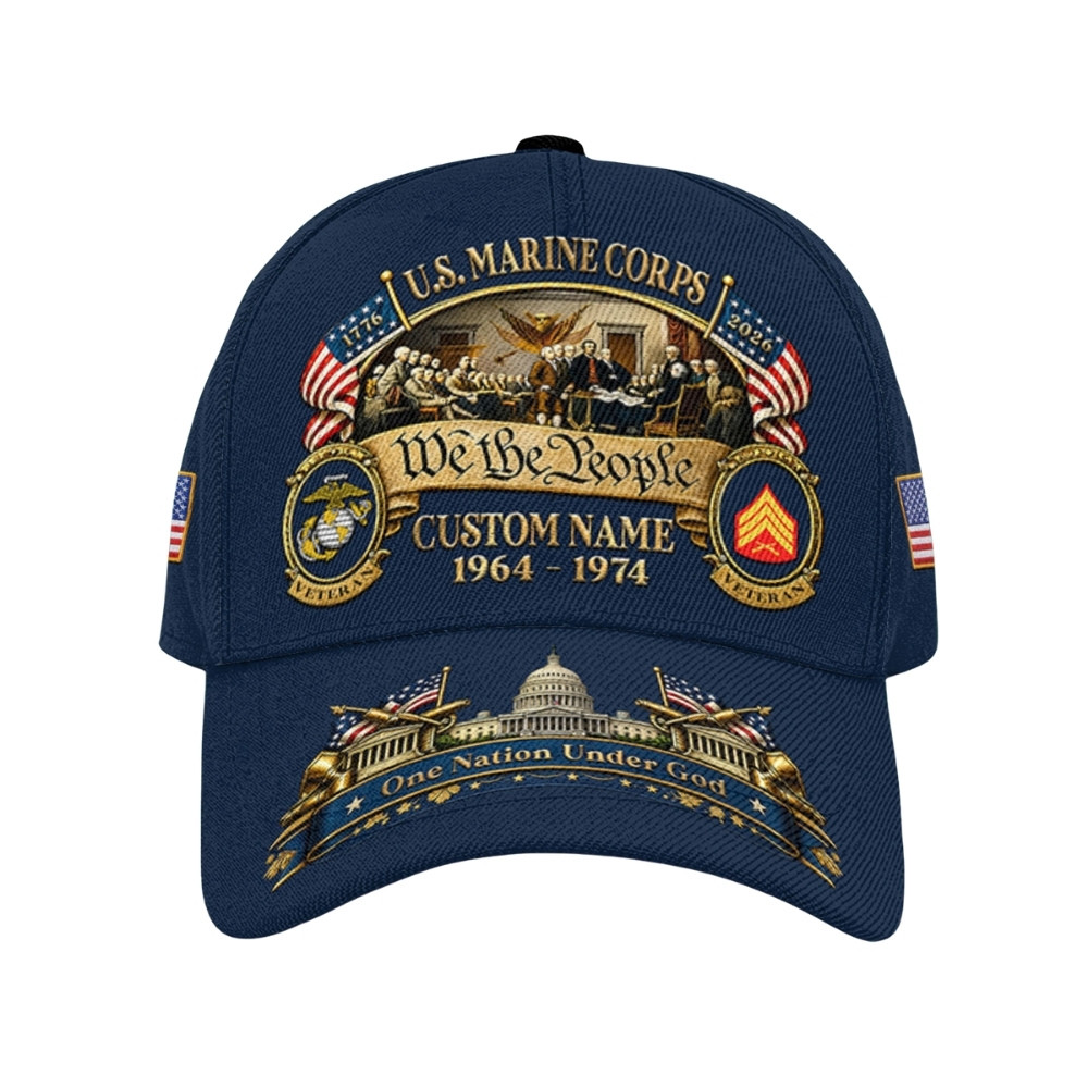 Premium America 250th Anniversary USMC Custom Hat VPVC020330, America 250th Cap, Gifts For Marine Veteran, Gifts For Independence Day, Veterans Day