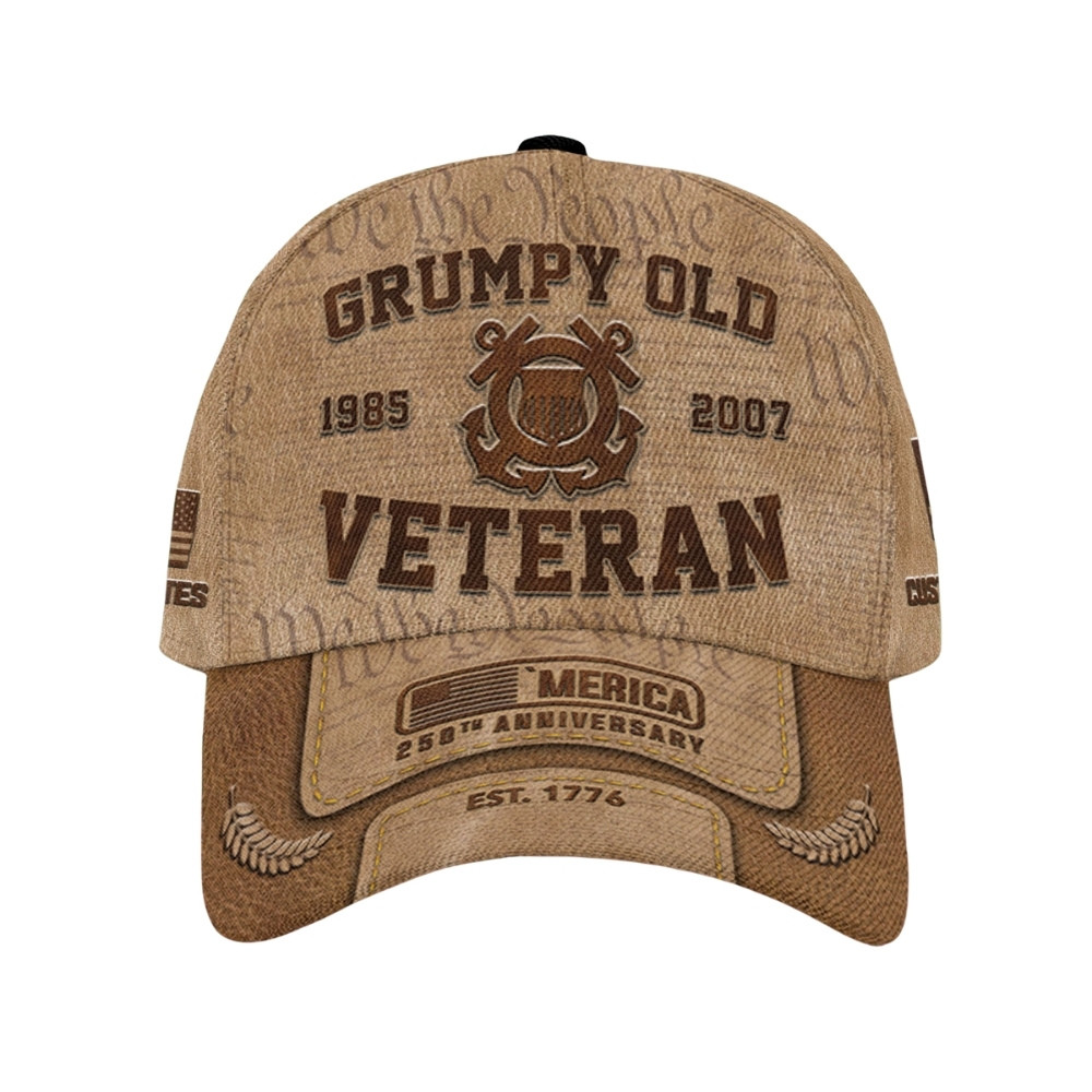 Premium America 250th Anniversary Custom USCG Hat VPVC020337, Cap For Coast Guard Veterans, Gifts For Independence Day, Veterans Day