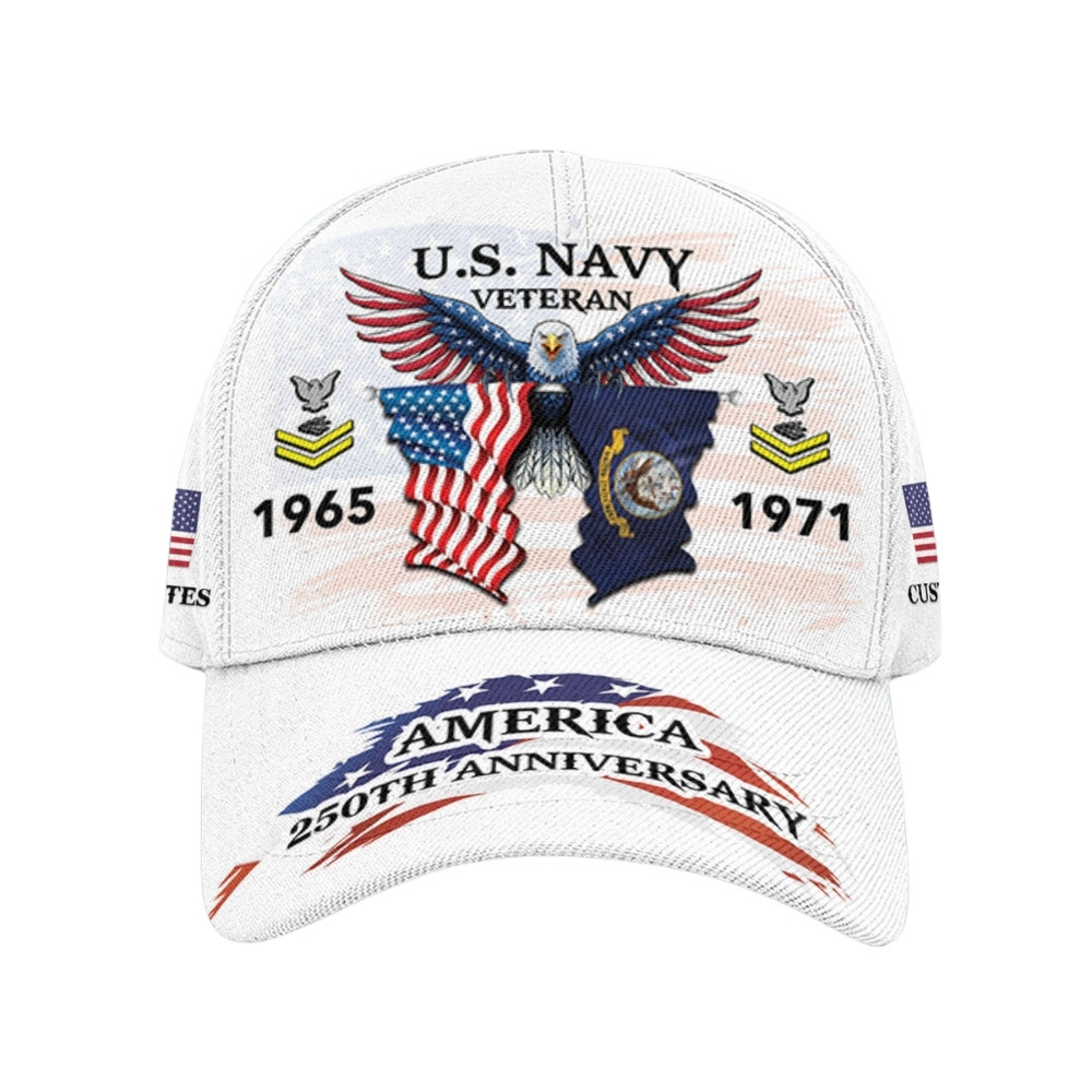 Premium America 250th Anniversary Custom US Navy Hat VPVC020339, Cap For Navy Veterans, Gifts For Independence Day, Veterans Day