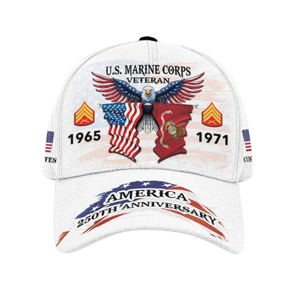 Premium America 250th Anniversary Custom USMC Hat VPVC020340, Cap For Marine Veterans, Gifts For Independence Day, Veterans Day